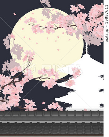 夜桜のイラスト素材