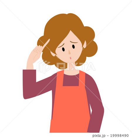 エプロン女性困り顔吹き出し 19998490