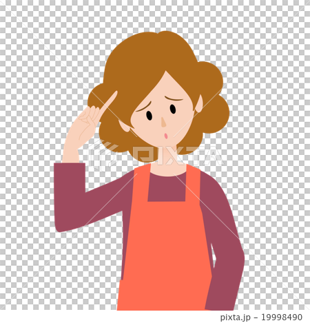 エプロン女性困り顔吹き出し 19998490