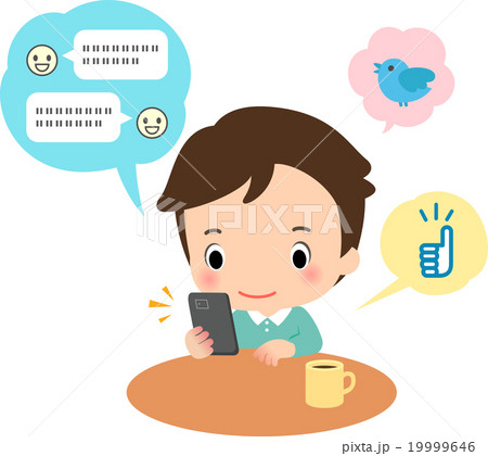 スマートフォンでSNSを使う若い男性 19999646