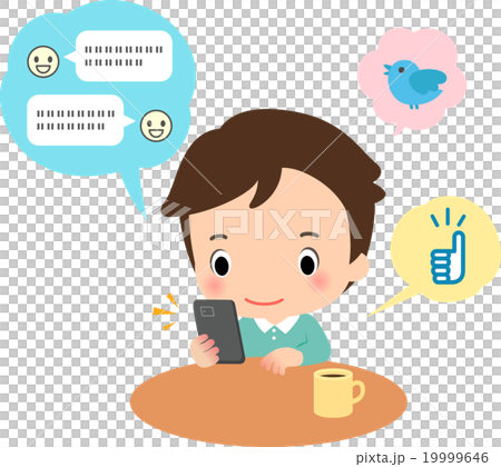 スマートフォンでSNSを使う若い男性 19999646