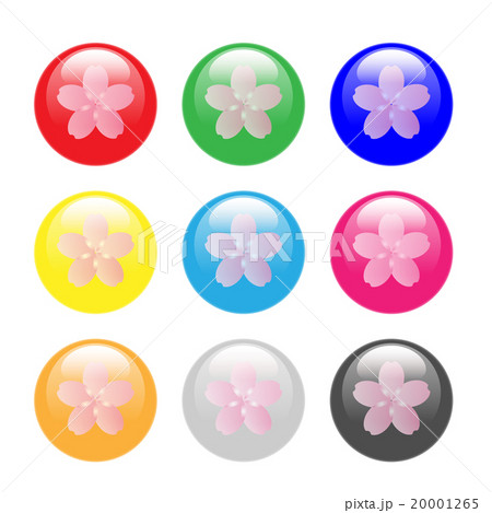 桜の花びらが入った丸いボタンのアイコン 20001265