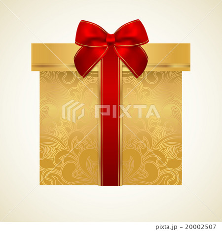 Gold isolated big Gift box (Holiday present) 20002507