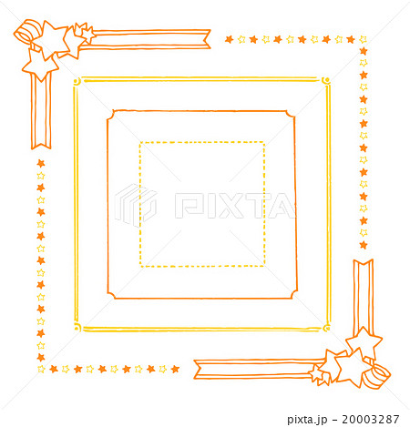 手描き風星とリボンの縁取りのイラスト素材 20003287 Pixta