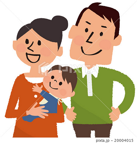 ほんわか家族3人＿横に注目する 20004015