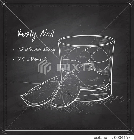 Rusty Nail Cocktail on black board 20004158