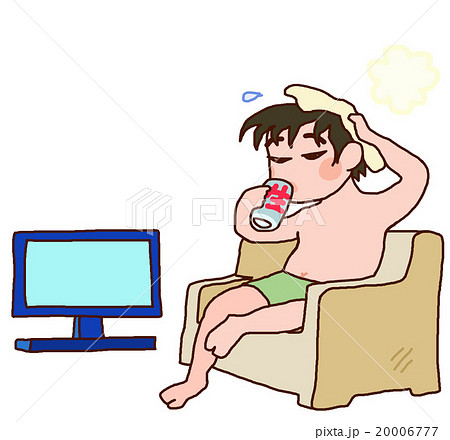 風呂上がりのビールはうまいのイラスト素材