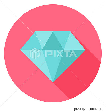 Diamond Jewelry Circle Icon with long Shadow 20007516