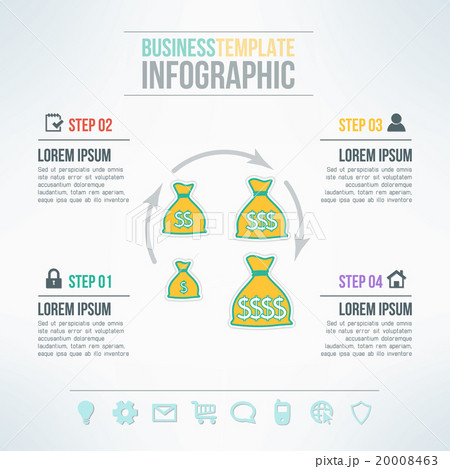 Vector money bags infographic template with icons 20008463
