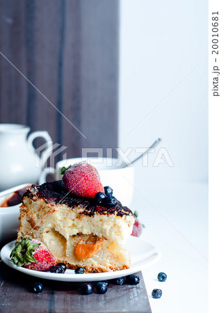Cottage cheese dessert with chocolate sauce Cottage cheese dessert with chocolate sauce 20010681