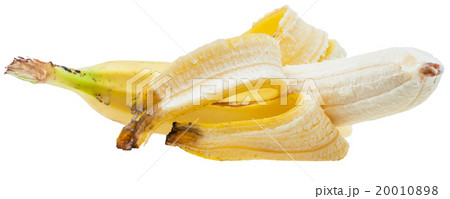lying peeled ripe banana isolated on white 20010898