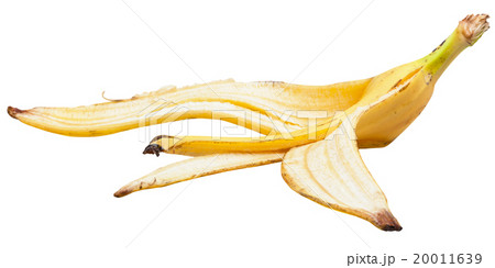 side view of ripe banana skin isolated 20011639