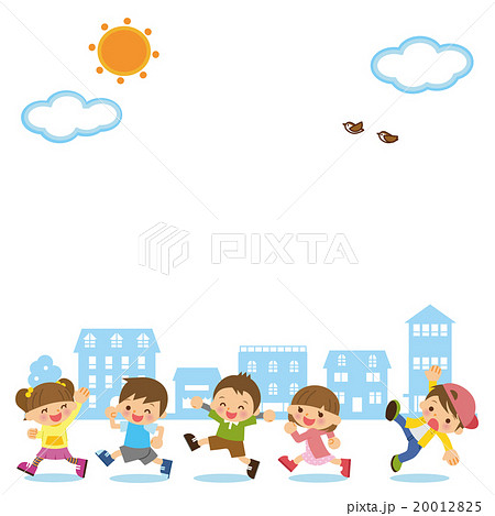 街を走る子供たちのイラスト素材 0125