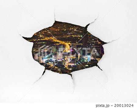 Paper hole and town (Kuala Lumpur Malaysia) 20013024
