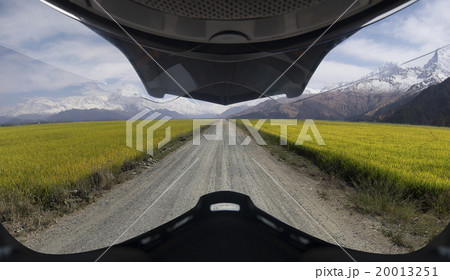 Rice field and himalaya mountain in Helmet view Rice field and himalaya mountain in Helmet view 20013251
