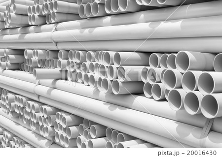 PVC pipes stacked in construction site 20016430