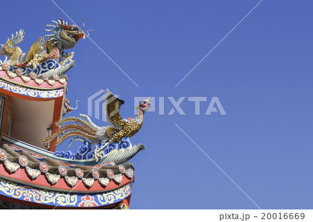 Dragon and phoenix on the temple roof 20016669