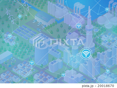 モノのインターネット（IoT）と都市　アブストラクトイメージ 20018670