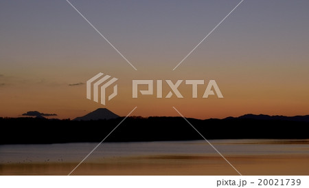 多摩湖から見える富士山 夕景 多摩湖から見える富士山 夕景 20021739