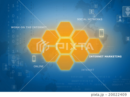 orange hexagons located in an abstract background 20022409