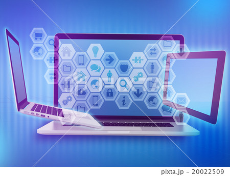 set icons in front of computers and tablet. 20022509