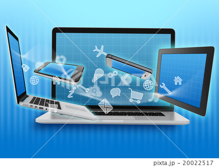 spinning icon before the tablet and laptop. spinning icon before the tablet and laptop. 20022517