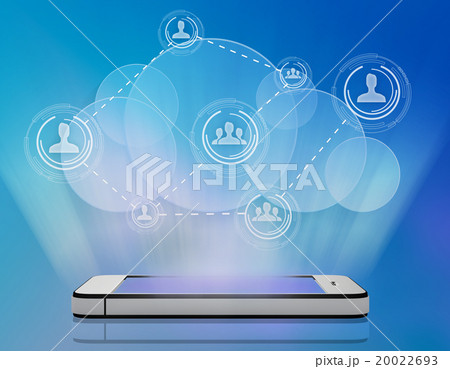team of people icons and phone with cloud storage. 20022693