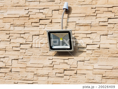 LED floodlight on wall of house. LED floodlight on wall of house. 20026409