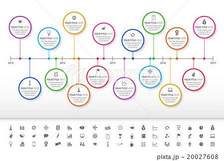 Modern Rainbow Timeline With Circle Milestonesのイラスト素材