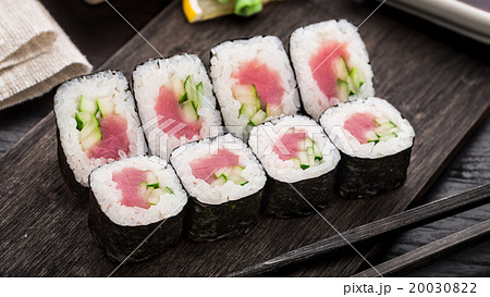 Sushi rolls with tuna and cucumber Sushi rolls with tuna and cucumber 20030822