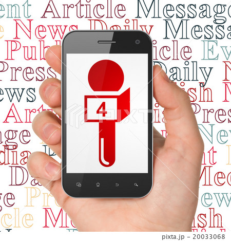News concept: Hand Holding Smartphone with 20033068