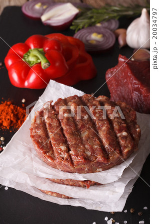 Cooking burgers cutlets close-up and ingredients Cooking burgers cutlets close-up and ingredients 20034797
