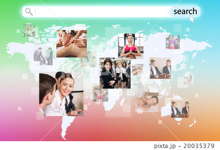 Collage of human professions on the big map. Collage of human professions on the big map. 20035379