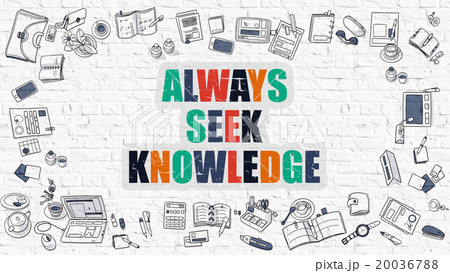 Always Seek Knowledge in Multicolor. Doodle Design 20036788