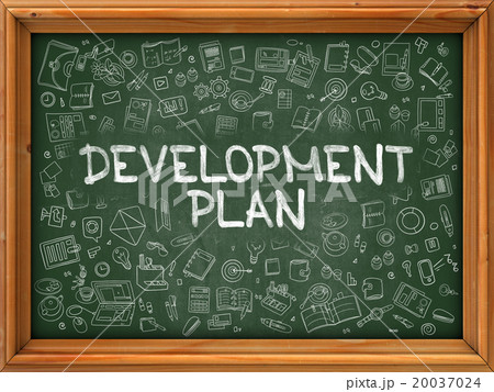 Development Plan - Hand Drawn on Green Chalkboard. 20037024