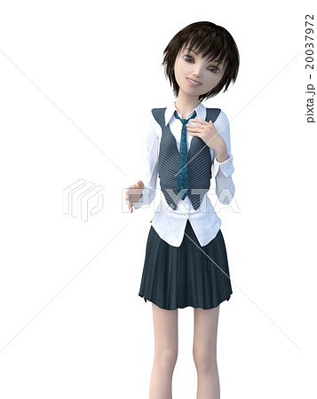 制服の女子学生　perming 3DCGイラスト素材 20037972