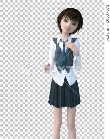 制服の女子学生　perming 3DCGイラスト素材 20037972
