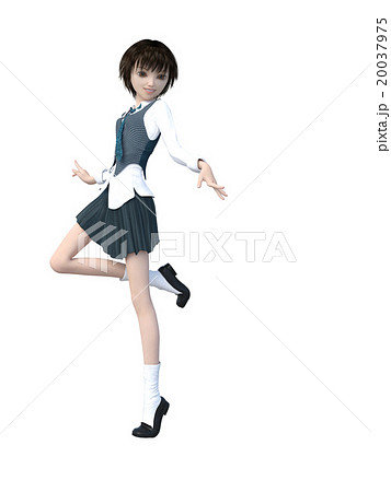 制服の女子学生　perming 3DCGイラスト素材 20037975