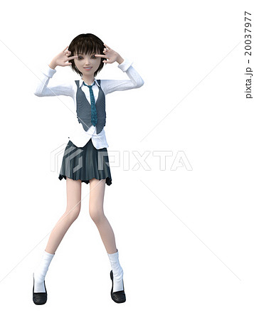 制服の女子学生　perming 3DCGイラスト素材 20037977
