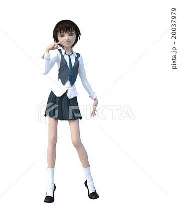 制服の女子学生　perming 3DCGイラスト素材 20037979