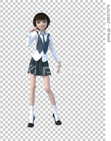 制服の女子学生　perming 3DCGイラスト素材 20037979