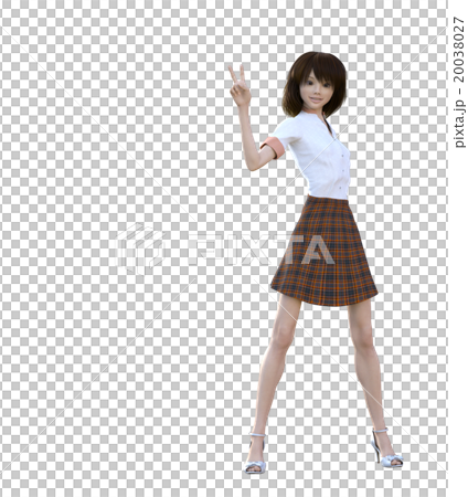 Shirt + skirt woman perming3DCG illustration material 20038027