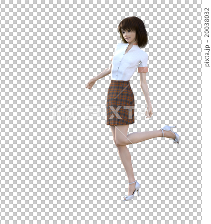 Shirt + skirt woman perming3DCG illustration material Shirt + skirt woman perming3DCG illustration material 20038032