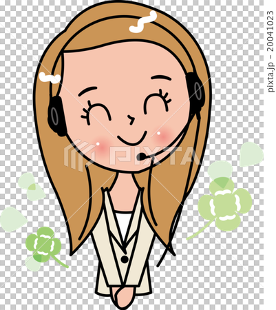 女性　コールセンター　人物素材　感情　笑顔 20041023