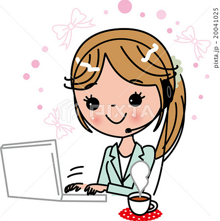 女性　コールセンター　人物素材　感情　笑顔 20041025