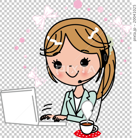 女性　コールセンター　人物素材　感情　笑顔 20041025