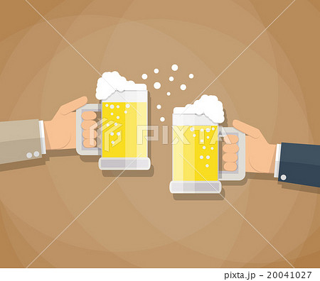 Two businessmen toasting glasses of beer 20041027