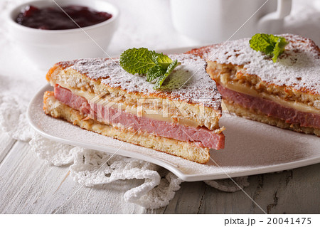 Sandwich of Monte Cristo close-up on a plate Sandwich of Monte Cristo close-up on a plate 20041475