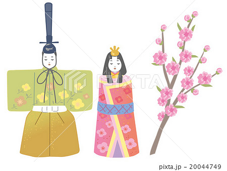 ひな人形 立ち雛 桃の花 イラストのイラスト素材 [20044749] - PIXTA