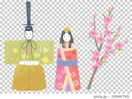 ひな人形　立ち雛　桃の花　イラスト 20044749